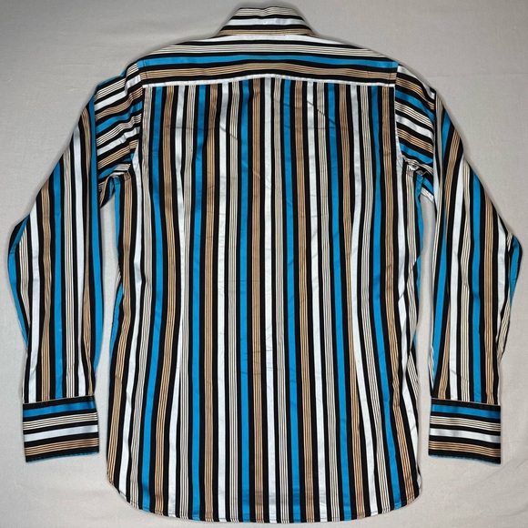 Ted Baker Striped Sateen Finish 100% Cotton Button Down Shirt | Size 2 (S) - Picture 9 of 11